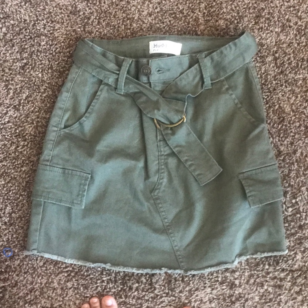 Olive green jean skirt